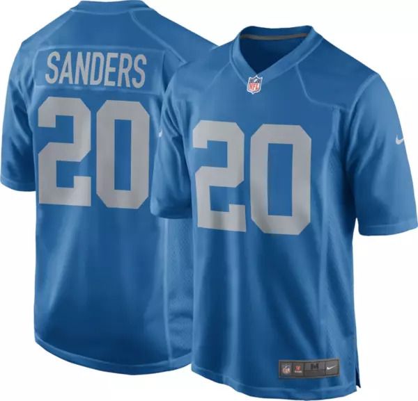 Men Detroit Lions 20 Barry Sanders Nike Blue Game Alternate Throwback NFL Jersey